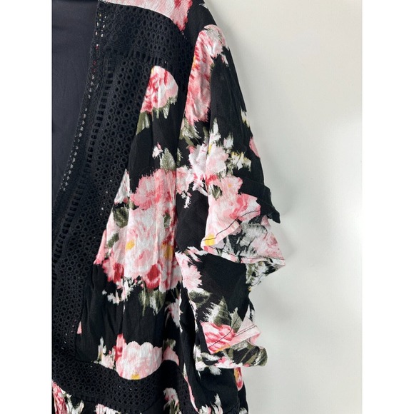 NWT Torrid Mini Gauze Lace Up Skater Dress Black Floral Print Plus Size 5 5X - Picture 8 of 15